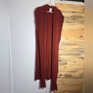 Lotus Eaters Women's Red/Brown Wool Blend Long Sleeveless Open Side Cardigan
